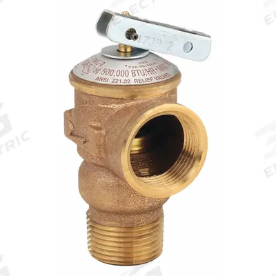 CASH ACME Pressure Relief Valve: MNPT x FNPT, 3/4 in x 3/4 in, Bronze - ASME Section IV Hot Water Pressure Relief Valves