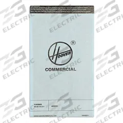 HOOVER COMMERCIAL Vacuum Bag: Hoover Commercial, CH95519, Dry, Paper, 1-Ply, Std, AH10159. Key specifications — Compatible Vacuum Brand: Hoover Commercial; Bag Pickup Type: Dry; Bag Material: Paper; Ply Count: 1-Ply; Brand: HOOVER COMMERCIAL; Compatible Vacuum Manufacturer Part Number: CH95519; Manufacturer Part Number: AH10159.