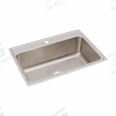 JUST MANUFACTURING Bowl Drop-In Sink: 31 in Overall Lg, 21 1/4 in Overall Wd - One-Bowl Counter-Mounted Kitchen & Bar Sinks without Faucets