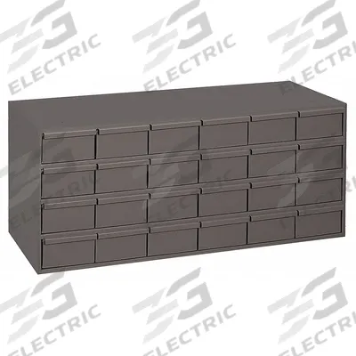DURHAM MFG Drawer Bin Cabinet: 33 3/4 in x 17 3/4 in x 17 in, 24 Drawers, Stackable - Modular Metal Small Parts Drawer Cabinets