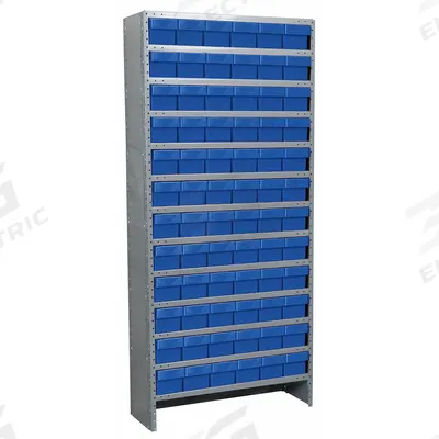 AKRO-MILS Enclosed Bin Shelving: 36 in x 12 in x 79 in, 1 Usable Sides, 13 Shelves - Metal Stationary Bin Shelving with Closed-Front Bins