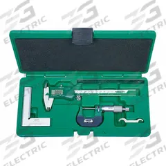 INSIZE Precision Measuring Tool Kit: 4 Pieces, Digital Caliper, Mechanical Outside Micrometer (MPN 5042-E). Key specifications — attr1182219: INSIZE; attr1182229: Digital Caliper; attr1182230: 0 mm to 150 mm; attr1182232: 0 in to 1 in; attr1182234: No; attr1182252: 1 in; attr1182254: 0 in; attr1182258: (1) Edge Square.