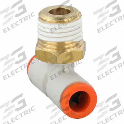 SMC Push-Fit Tee Fitting: 1/4 in OD x 1/4 in OD x 1/4 in Pipe x 1/4 in Pipe Size - Polybutylene & Brass Tube Fittings