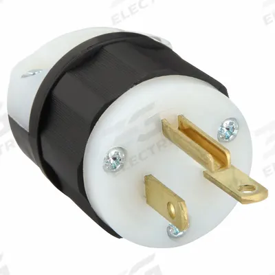 LEVITON Straight Blade Plug: 6-20P, 250V AC, 20 A, 2 Pole, 3 Blade, Black/White (MPN 5466-C) - General Purpose Plugs