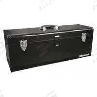 WESTWARD Tool Box: 24 in W 8 in D 9 in H, Steel, Black, Padlock, 1 Compartments (MPN 44ZJ86). Key specifications — attr1116905: Black; attr1116946: WESTWARD; attr1116904: Padlock.