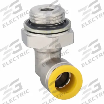 PARKER Push-Fit Elbow Fitting: 10 mm OD x 3/8 mm Pipe Size, Push-to-Connect x BSPP - Nickel-Plated Brass Tube Fittings