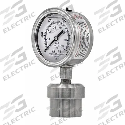 PIC GAUGES Pressure Gauge with Diaphragm Seal: 0 psi to 1,000 psi, 301L/0JJJ, 2 1/2 in Dial - Dial Pressure Gauges with 316 SS Female-Threaded Mini-Seal