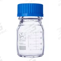 GLOBE SCIENTIFIC Media Bottle: 100 mL, Screw-On, GL45, 100 mm, Colorless, Closure Included, Attached (MPN 8100100). Key specifications — Closure Type: Screw-On; Mouth Size: Wide; Screw Closure Size: GL45; Brand: GLOBE SCIENTIFIC; Body Color: Colorless.