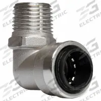 APPROVED VENDOR Push-Fit Elbow Fitting: 3/4 in OD x 3/4 in Pipe Size, Push-to-Connect x MNPT (MPN SS823MR). Key specifications — Brand: APPROVED VENDOR.