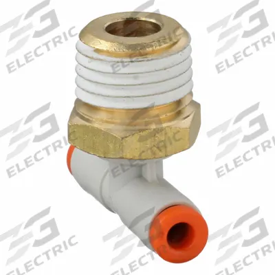 SMC Push-Fit Tee Fitting: 1/8 in OD x 1/8 in OD x 1/4 in Pipe x 1/8 in Pipe Size - Polybutylene & Brass Tube Fittings