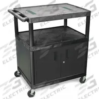 APPROVED VENDOR Media Cart with Cabinet: Black, 40 1/4 in Overall Ht, 32 in Overall Wd, 3 Shelves (MPN LE40C-B)