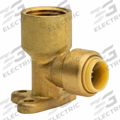 APPROVED VENDOR Elbow Drop Ear: 3/8 in OD x 1/2 in Pipe Size, Push-to-Connect x FNPT - Standard Brass Push-to-Connect Tube Fittings