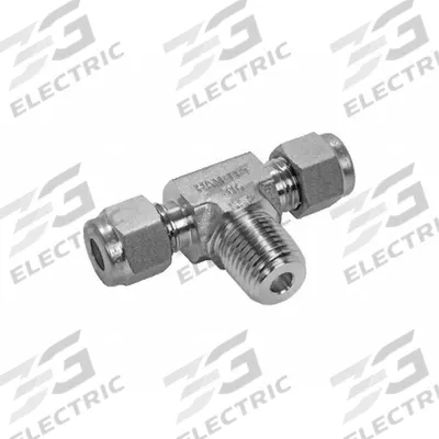 HAM-LET Compression Tee Fitting: 10 mm OD x 10 mm OD x 1/2 in Pipe Fitting Size - Double-Ferrule Stainless Steel Fittings