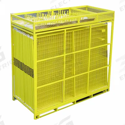 PERIMETER PATROL Security Barrier: 6 ft Ht, 7 1/2 ft Lg, Yellow, 28-Panel Kit, Steel - Modular Barricade Panels