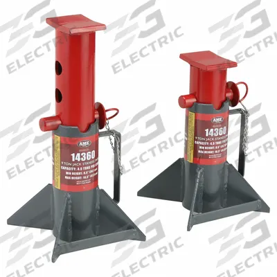 AME Jack Stand: Pin Adjustment, 9 ton Load Capacity, 16 1/2 in Max Extended Ht - Light-Duty Jack Stands