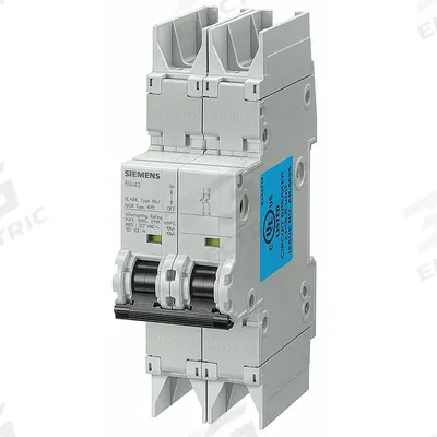 Siemens Miniature Circuit Breaker: 40 A Amps, 125V DC, 10kA at 277/480V AC, Screw Clamp - C-Curve, 2-Pole UL489 DIN Rail-Mount Miniature Circuit Breakers