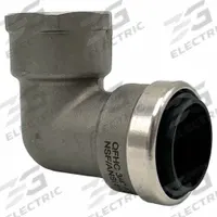 APPROVED VENDOR Push-Fit Elbow Fitting: 3/4 in OD x 3/4 in Pipe Size, Push-to-Connect x FNPT (MPN SS823FR). Key specifications — Brand: APPROVED VENDOR.