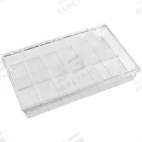 FLAMBEAU Compartment Box: 6 1/2 in x 10 3/4 in x 1 7/8 in, Clear, 12 Compartments, 0 Adj Dividers (MPN 6654KD). Key specifications — ESD Conductive: Not Electrostatic Discharge Conductive; Color: Clear; Compartment WxD: 1-11/16 in x 1-9/16 in; Brand: FLAMBEAU; Material: Plastic.