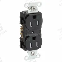 HUBBELL Receptacle: Duplex, 5-15, Black, 125V AC, 15 A, 2 Pole / 3 Wire (MPN BR15BLKWRTR)