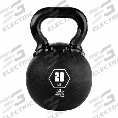 CHAMPION SPORTS Kettle Bell: 20 lb, Black, Rubber, Round - Kettle Bells