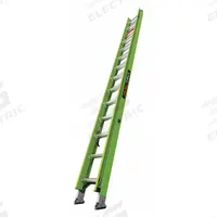 LITTLE GIANT Extension Ladder: 28 ft Ladder Size, Fiberglass, 375 lb Load Capacity, 52 lb Wt (MPN 17928). Key specifications — Color: Green; Brand: LITTLE GIANT; Included Features: Ground Cue; Removable Fly: Fixed.