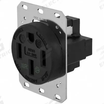 HUBBELL Receptacle: Single, 14-50, Black, 125/250V AC, 50 A, 3 Pole / 4 Wire (MPN HBL9450A) - General Purpose Receptacles
