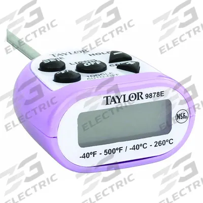 TAYLOR Waterproof Thermometer: Allergy, LCD, 5 in Overall Lg, 1/8 in Dia - Digital Thermometers for Food