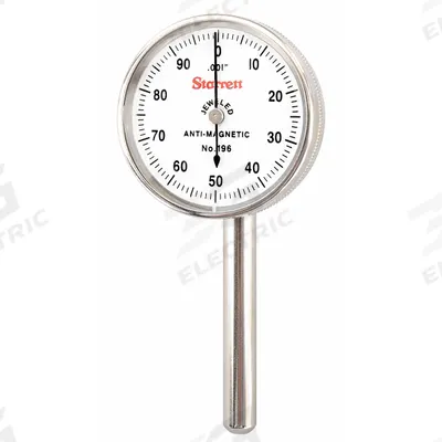STARRETT Back Plunger Dial Indicator: 0 in to 0.2 in /0 mm, Inch, Back Plunger - Continuous Reading Flat Back Dial Indicators