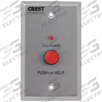 CREST HEALTHCARE SUPPLY Push Button Station: Compatible with Nurse Call System, 2 3/4 in Overall Wd (MPN E-101C). Key specifications — Standards: FDA Listed; Manufacturer Part Number: E-101C; Color: Silver; Voltage: 24V DC; Brand: CREST HEALTHCARE SUPPLY; Call Station Type: Push Button Station; Material: Stainless Steel; Compatible Product Type: Nurse Call System.
