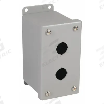 WIEGMANN Push Button Enclosure: 22mm, 2 Holes, Carbon Steel - Enclosures for 22mm Operators