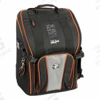 KLEIN TOOLS Tool Backpack: 8 1/2 in W 13 1/2 in D 17 1/4 in H, Polyester, Black/Gray/Orange (MPN 55482). Key specifications — attr1116432: KLEIN TOOLS; attr1116408: Orange.