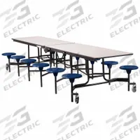 NATIONAL PUBLIC SEATING Cafeteria Stool Table: Gray Nebula, Stool Seat, 29 in Overall Ht, Rectangle (MPN MTS12-MDPEPC-GY-04). Key specifications — Tabletop Structural Material: MDF; Tabletop Surface Material: Laminate.