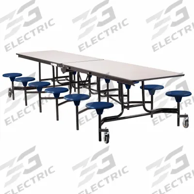 NATIONAL PUBLIC SEATING Cafeteria Stool Table: Gray Nebula, Stool Seat, 29 in Overall Ht - Bi-Fold Cafeteria Tables