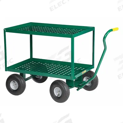LITTLE GIANT Wagon Truck: 1,200 lb Cap, 36 in L x 24 in W x 32 in H Deck, J-Shaped - Flow-Through Lipped Metal Deck Trucks