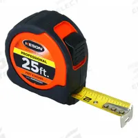 KESON Tape Measure: Nonmagnetic Single Hook Tip, 25 ft, Plastic with Rubberized Grip (MPN PGPRO1825V). Key specifications — attr935324: KESON; attr942259: High-Visibility Orange; attr935326: Finger Brake; attr935328: 1/16 in; attr935329: Feet; attr935337: SAE; attr936607: Manual Lock; attr972446: Inch.
