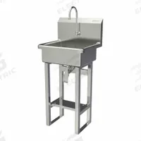SANI-LAV Wash Station: 43 1/2 in Overall Ht, 17 in Bowl Lg, 7 in Bowl Dp, 2 gpm Flow Rate, 16 ga (MPN 725FK1). Key specifications — Includes Side Splash: Side Splash Not Included; Brand: SANI-LAV.