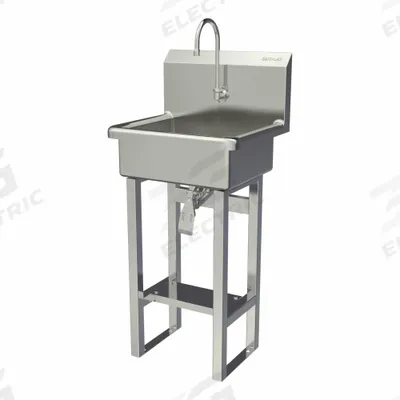 SANI-LAV Wash Station: 43 1/2 in Overall Ht, 17 in Bowl Lg, 7 in Bowl Dp, 2 gpm Flow Rate - One-Station Freestanding Hand Sinks with Faucets