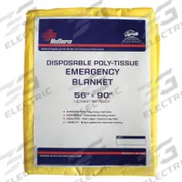 MEDSOURCE Emergency Blanket: Poly-Tissue, Yellow, 56 in Wd, 90 in Lg (MPN MS-B300). Key specifications — Blanket Material: Polyester Tissue; Blanket Color: Yellow; Brand: MEDSOURCE; Product Type: Emergency Blanket.