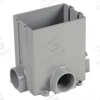HUBBELL WIRING DEVICE-KELLEMS Floor Box: Rectangular, (4) 1 in For Conduit Sizes, Box Only, Gray (MPN PFBRG1). Key specifications — Box Color: Gray; For Conduit Sizes: (4) 1 in; Brand: HUBBELL WIRING DEVICE-KELLEMS; Includes Cover: Box Only.