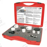 ROTHENBERGER Hole Saw Kit: 8 Pieces, 38 mm Max. Cutting Dp, High Speed Steel, 7 Teeth per Inch (MPN 126301). Key specifications — attr1098178: 7; attr1098172: ROTHENBERGER.