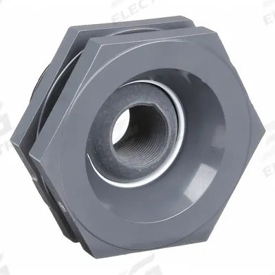 HAYWARD Bulkhead Tank Fitting: PVC Body, 3 in Female NPT Threaded Inside - Self-Aligning PVC Through-Wall Fittings