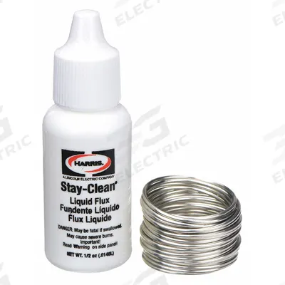 HARRIS Solder Wire & Flux Kit: 3/64 in x 0.5 oz Spool (MPN SBSKPOP) - Lead-Free, Silver-Bearing Kits for HVAC-R