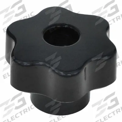 JW WINCO Hand Knobs; Six-Lobed Knobs: 6 Point, Plastic w/ Brass Thread, M10 Thread - 6-Arm Knobs with Threaded Through-Hole