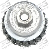 WEILER Cup Brush: Twisted Steel, 2 3/4 in Dia, 0.014 in Fill Dia, 1/2"-13 Arbor (MPN 90853). Key specifications — Brand: WEILER; Bristle Type: Standard Twist Knot Wire; Connection Size & Type: 1/2"-13 Arbor Hole.