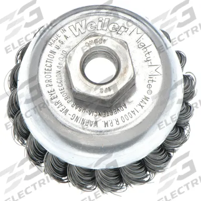 WEILER Cup Brush: Twisted Steel, 2 3/4 in Dia, 0.014 in Fill Dia - Heavy-Cleaning Brushes for Contoured Carbon Steel Surfaces