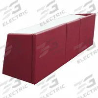 SPALDING Scorer's Table: 29 in Overall Ht, 18 in Overall Dp, Scorer's Table, 96 in Overall Lg, Red (MPN 411-231). Key specifications — Padding Color: Red; Brand: SPALDING; Padding Material: Vinyl; Tabletop Color: White; Tabletop Material: Steel; Scoring Product Type: Scorer's Table.
