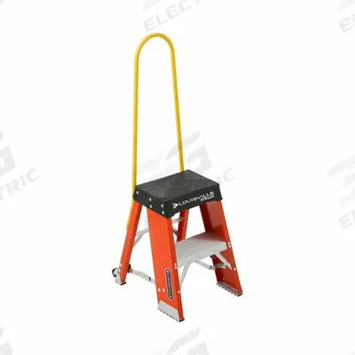 LOUISVILLE LADDER Step Stool: 2.3 ft Overall Ht, 300 lb Load Cap, 2 Steps, Fiberglass - Folding Rolling Step Stools