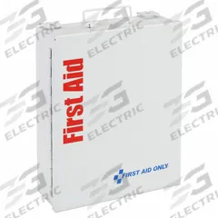 FIRST AID ONLY First Aid Kit and Housing: 95 Components, ANSI/ISEA Z308.1-2021, Type I/II, Class A (MPN 90658-021). Key specifications — ANSI Standard Met: ANSI/ISEA Z308.1-2021; Adhesive Bandages Included: (25) Metal Detectable Bandages; Oral and Inhalant Medicinals Included: No Oral/Inhalant Medicinals; Topical Medicinals Included: (10) BZK Wipes; Wound Dressings Included: (2) Eye Pads; Unitized: Unitized.