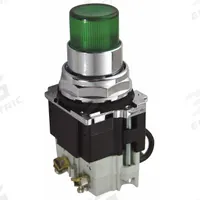 EATON Pilot Light: 30 mm Panel Mounting Size, Green, LED, 120 V AC/DC Max Volt Rating (Supply) (MPN 10250T221LGP06). Key specifications — Series: 10250T; Brand: EATON; Includes Push-To-Test: Push-To-Test Included.