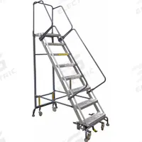 BALLYMORE Rolling Ladder: 5 ft Platform Ht, Unassembled, Aluminum, Foot-Activated Step Lock (MPN HY-LA-063214P). Key specifications — Folding: Not Foldable; Color: Gray; Brand: BALLYMORE; Handrail Configuration: Double Handrails.